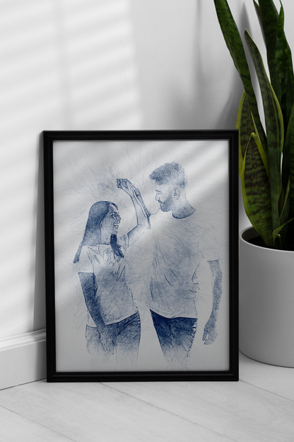 Sketching Memories - Blue Pencil - Custom Canvas/Poster