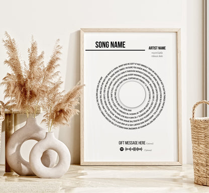 Personalized Vinyl Record Song With Lyrics