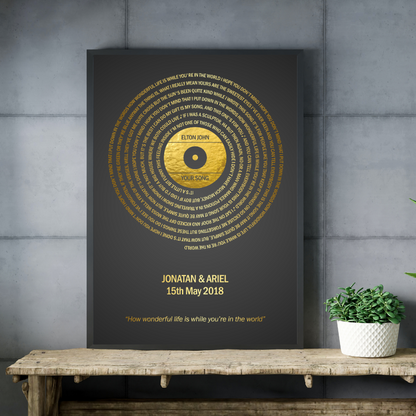 Personalized Vinyl Record Song With Lyrics - Black Gold