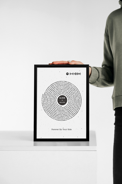 Personalized Vinyl Record Song With Lyrics - Dotted Background